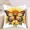 Чехол на мягкую подушку с принтом подсолнуха и бабочки, декор для дивана в гостиной, домашнего кресла, автомобиля, спальни, декоративная наволочка, семейные подарки
