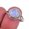 Натуральный Радужный Лунный Камень Драгоценный Камень Ручной Работы 925 Стерлинговое Серебро Подарочное Кольцо S.9 C2G95