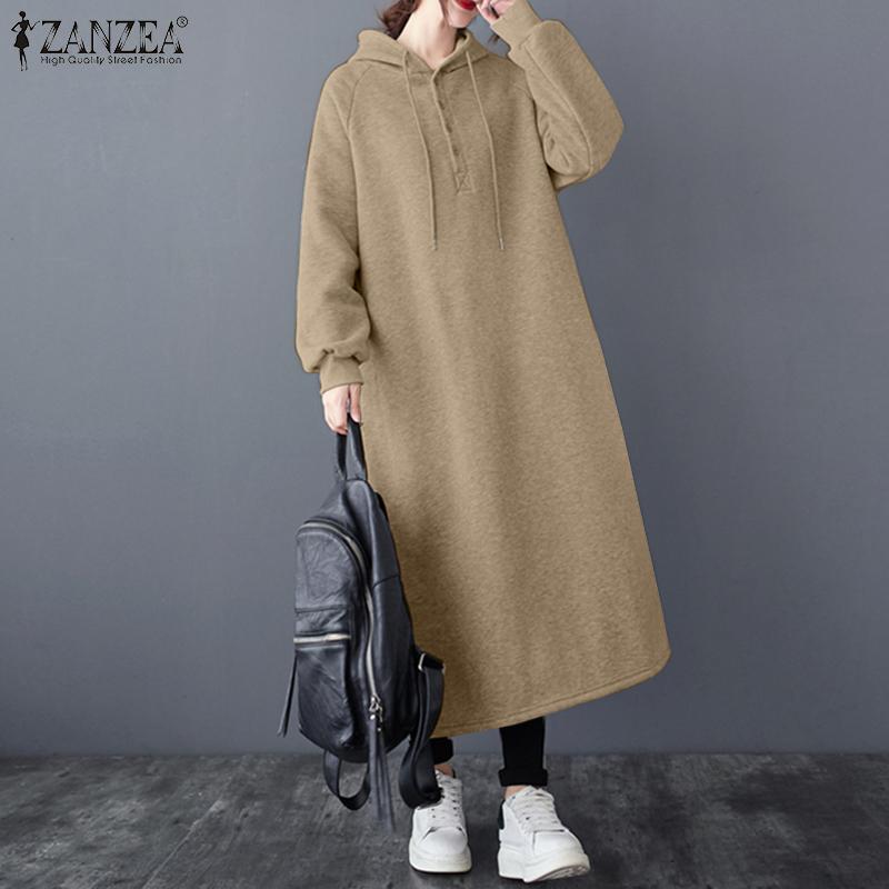 ZANZEA Женские повседневные толстовки с капюшоном с длинным рукавом на осень-зиму