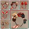 Elk Hair Hoop Antlers Headband Christmas Decoration Plush Bow Red Hair Band  Christmas Decoration