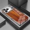 Закаленное стеклянное чехол для телефона с текстурой под массив дерева для iPhone 17 16 15 14 13 12 11 Pro Max 16 Plus 17 Air Электрооplated Покрытие
