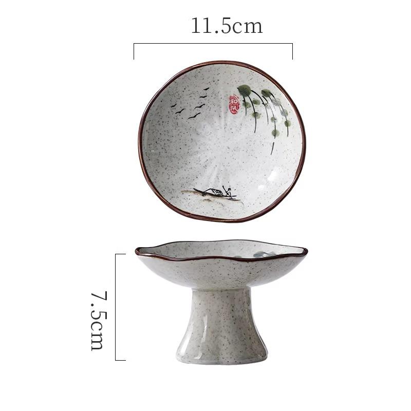 Новая китайская десертная высокая тарелка Маленькая тарелка для закусок Освежающая тарелка Ретро керамическая тарелка Закуски для послеобеденного чая Товары для дома