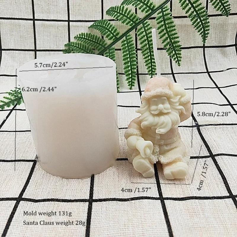 3D Christmas Santa Claus Silicone Candle Mold DIY Gypsum Soap Resin Ice Mould Candle Making Tool Small Bell Christmas Decor Gift