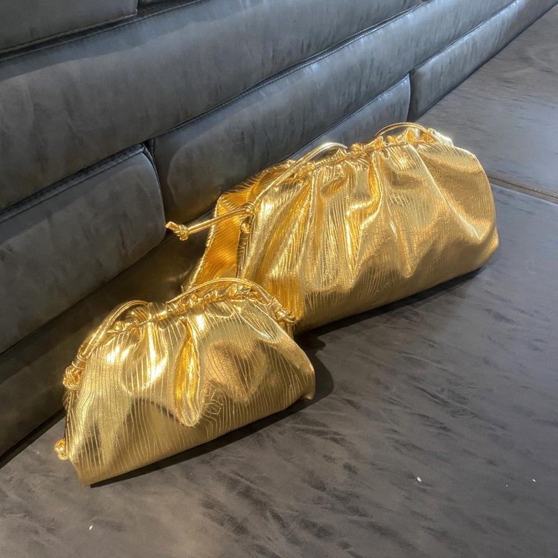 Женская сумка через плечо и сумка 2023 Gold Cloud: Большая/Маленькая плетёная сумка-пельменница