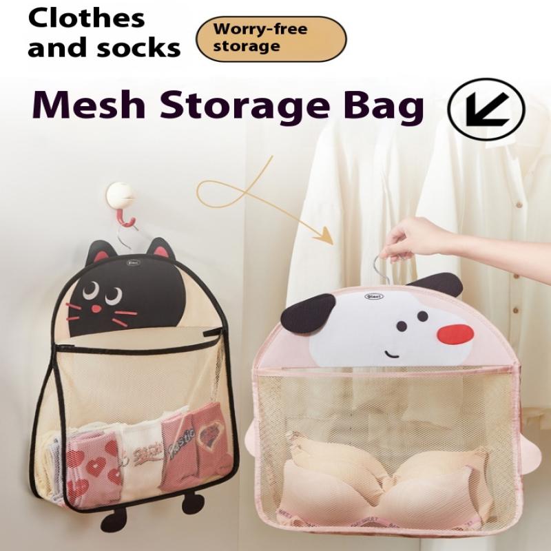 2/3Layer Large Capacity Storage Mesh Bag Underwear Socks Storage Bag Breathable Wardrobe Organizer With Clothes Hanger