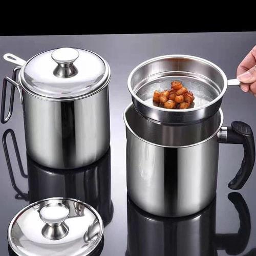TXCAOT Oil Pot Filter, Stainless Steel, Oil Strainer, Filters Oil Residue, Kitchen Supplies, Oil Strainer Pot, Oil Strainer, Kitchen Supplies, Filters