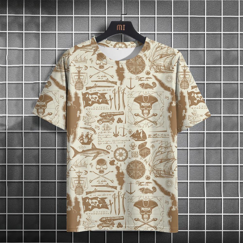 Футболка с принтом для мужчин с рисунком компаса, топы с коротким рукавом, летняя новая повседневная мужская одежда, модная повседневная уличная одежда, футболки, топы