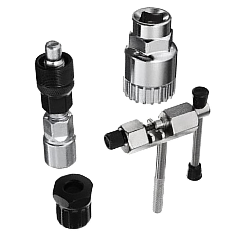 4pcs Bicycle Repair Tool Kit Mountain Road Bike Chain Bracket Crank Freewheel Remover Tool Set for Cycling