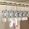 Portable Hooks With Clips Closet Clothes Organizer Traceless Clothes Pins Home Clothes Drying Clips Hat Socks Pants Clip Rack