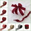 Red Black Lattice Linen Ribbon Imitation Linen Lattice Ribbon Christmas Plaid Ribbon  Gift Wrapping