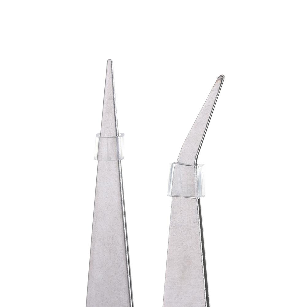 Straight Elbow Silver Tone Eyebrow Clip Stainless Steel Tweezers Pliers Tool Phone Repair Tools