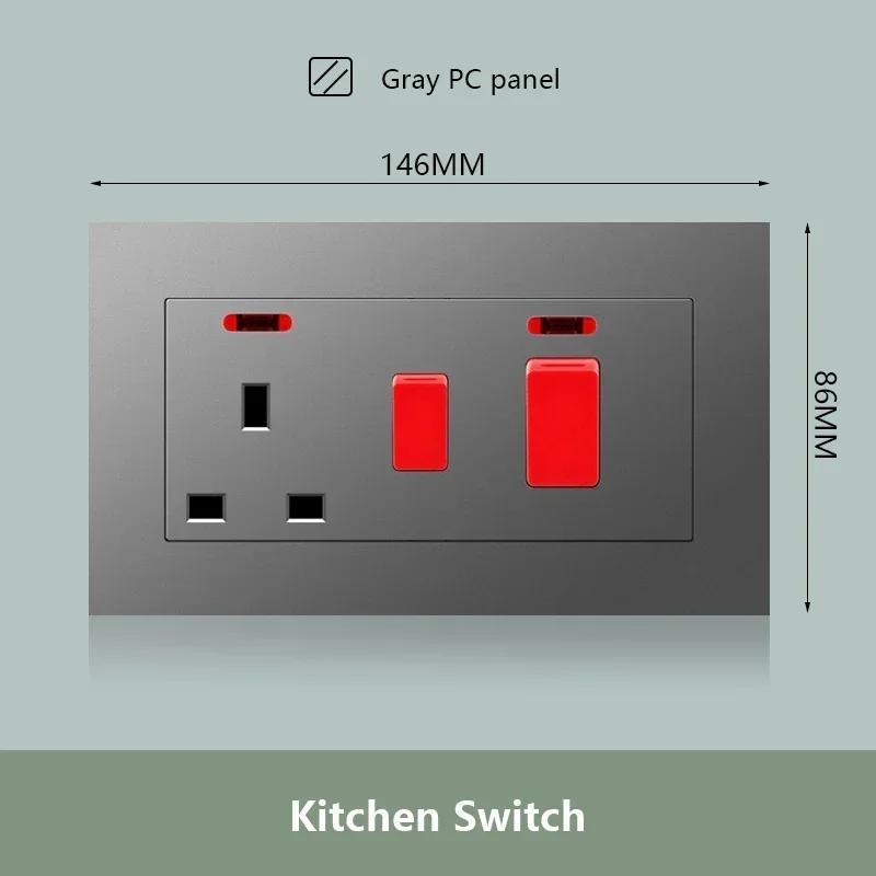 Универсальная двойная розетка с быстрой зарядкой Type-C мощностью 18 Вт, настенный электрический светильник с выключателем на 2 направления, Великобритания, 13 А, двойная розетка USB
