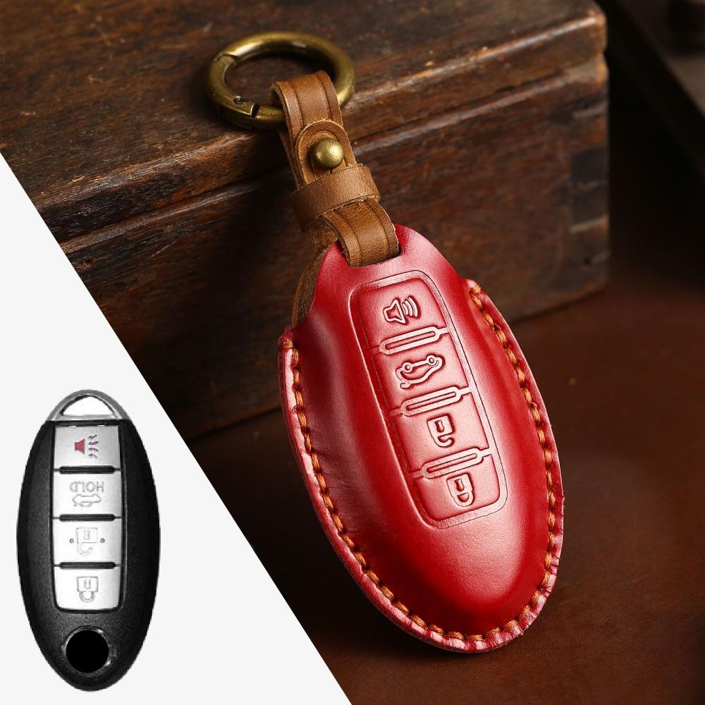 Genuine Crazy Horse Leather Key Cover Case for Nissan X Trail Qashqai Tiida Altima Sylphy Car Keys Protection