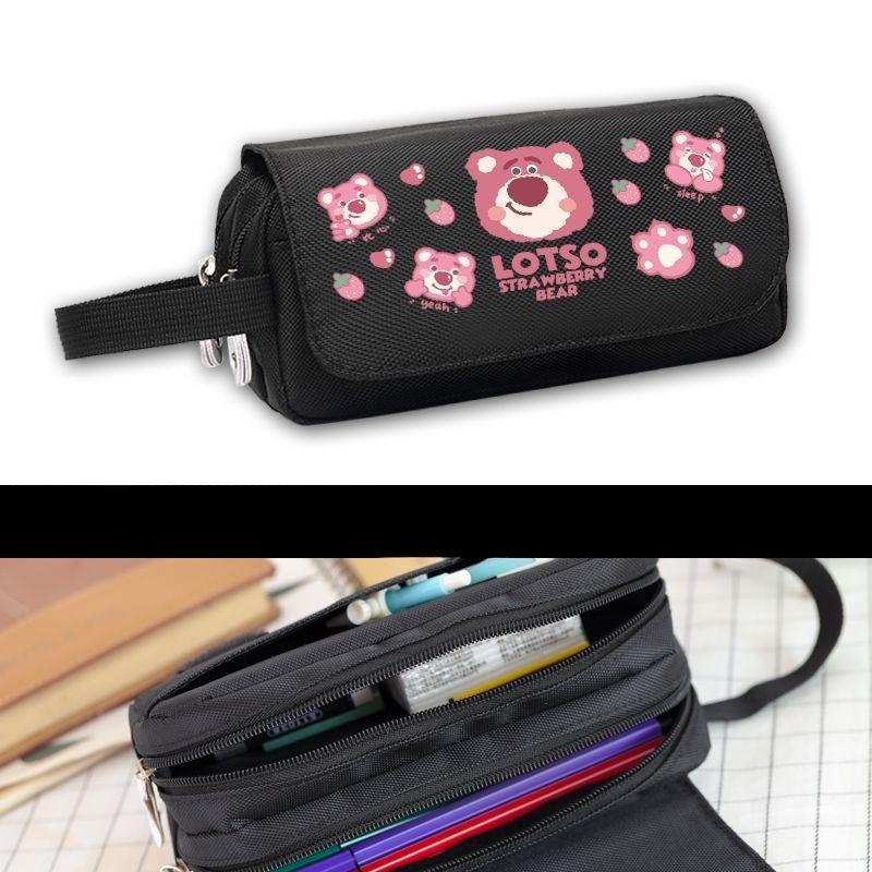 Children's Strawberry Bear Pencil Case Stationery Box - Student Large Capacity Canvas Pencil Box