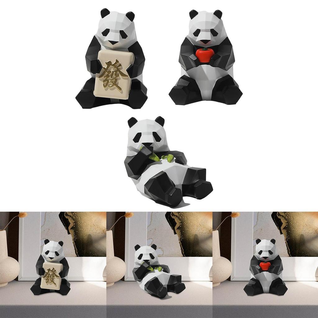Panda Figurine Table Decoration Adorable Centerpiece Cute Panda Statue Animal Sculpture for Bookshelf Home Bedroom TV Cabinet