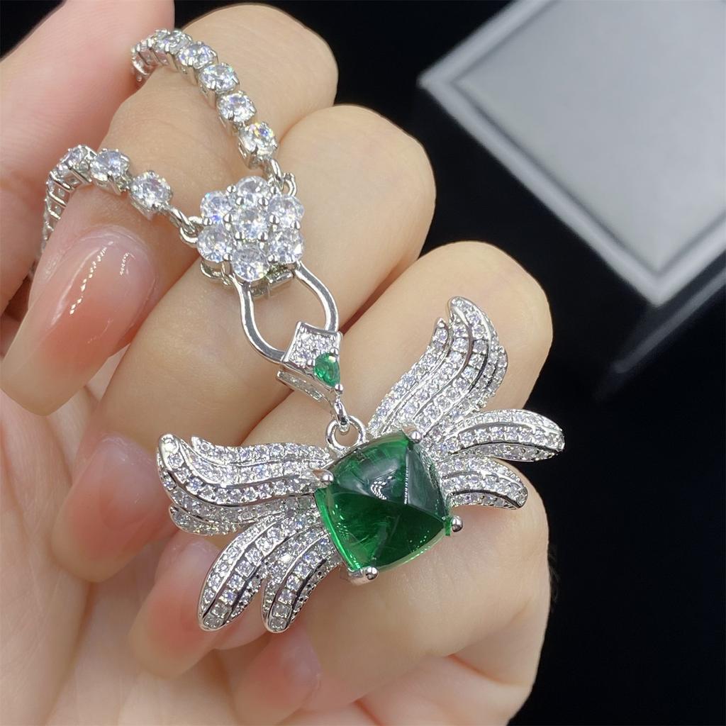 925 Серебряный Розовый Цирконий Кулон Ожерелье Изысканные Аксессуары Для Шеи для Танцевальной Вечеринки Роскошные Модные Женские Ювелирные Изделия