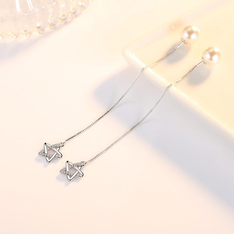 Женские корейские модные элегантные простые антиаллергенные 925 посеребренные висячие серьги с кисточками, длинные маленькие украшения для ушей, рождественский подарок