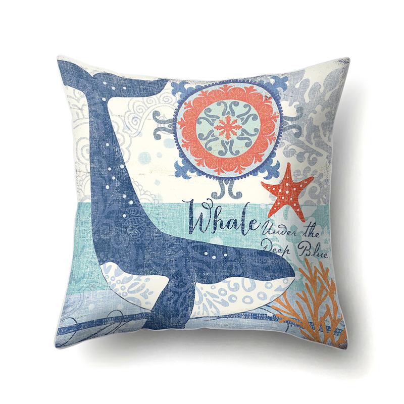 Полиэстеровая наволочка Персиковая кожа Бархатная наволочка с принтом Морская жизнь Морской конек Осьминог Автомобильная подушка