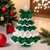 Handmade Crochet Christmas Tree DIY Xmas Tree Crochet Craft Starter Set with Bow And Faux Pearl for Beginners Knitting Holiday Decoration for