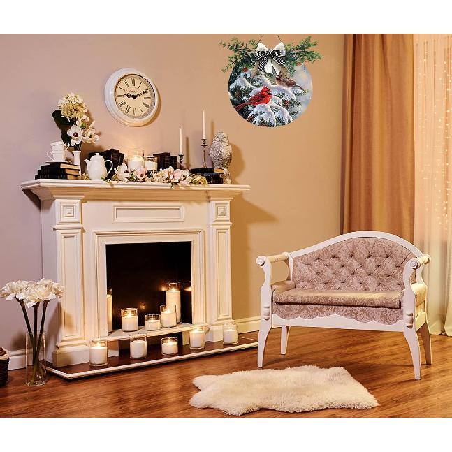 Aowotu Зимние венки на дверь с красными птицами для входной двери снаружи, круглые подвесные таблички с веткой кардинала для домашнего декора, праздничного крыльца, стены, фермерского дома, для использования в помещении