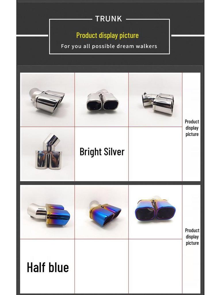 Stainless Steel Dual Outlet Tailpipe for Nissan Qashqai/Haima S5