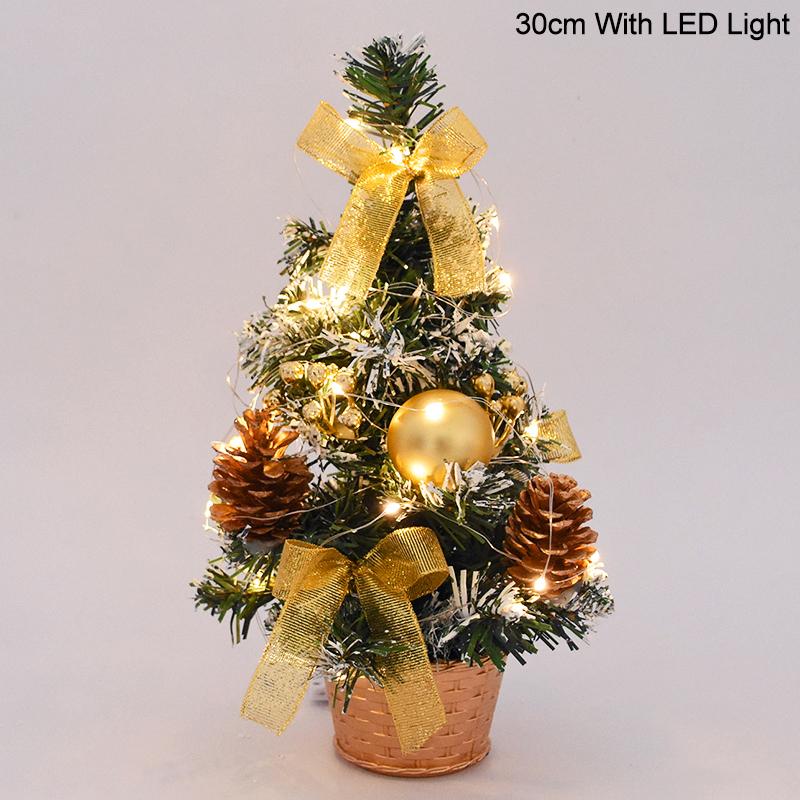 20/30cm Artificial Christmas Tree with LED Light Balls 2025 Christmas Decoration for Home 2025 New Year Gift Xmas Table Ornament