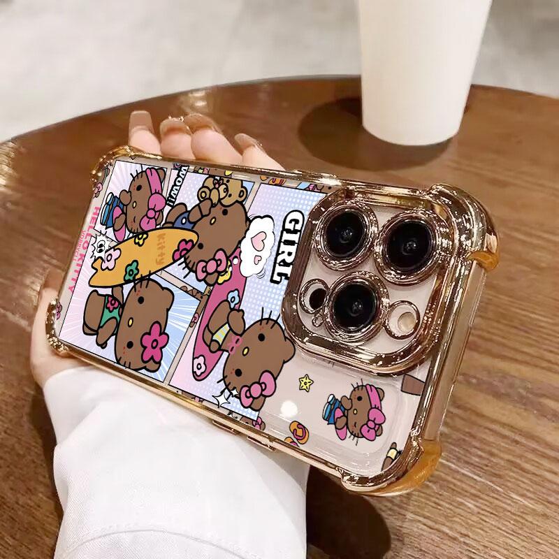 Чехол для OPPO A6X A5X A6 A5 Pro Reno 15F 15 14F 14 13F 12F 11F 13 12 Pro 5G Ударопрочный Черный Силиконовый Surfing Hello Kitty Чехол