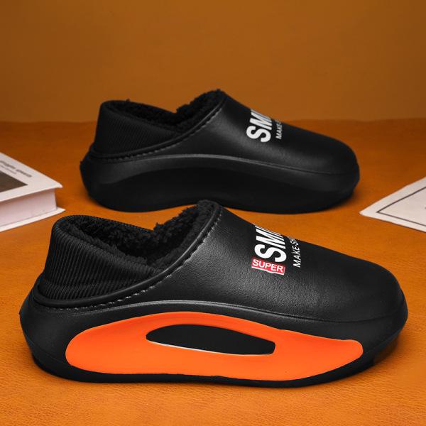 2024 Новые мужские водонепроницаемые хлопковые тапочки на каблуке — нескользящие, устойчивые к фекалиям, идеально подходят для использования в помещении и на улице осенью и зимой.