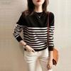 Женский полосатый вязаный свитер Весенне-осенний свитер с длинным рукавом Женский базовый свитер