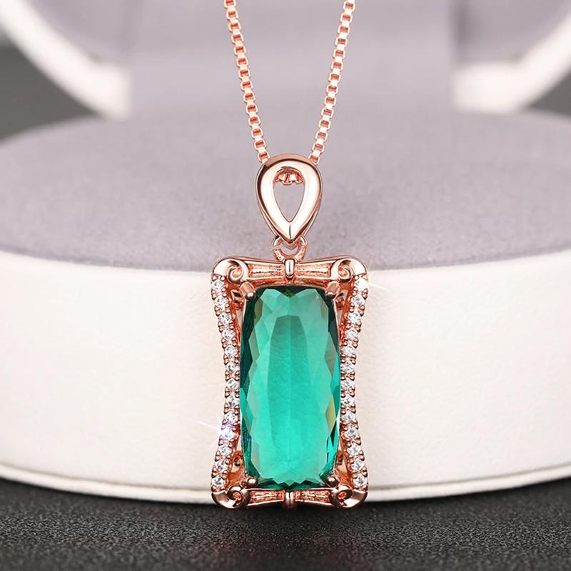 Huitan Luxury Bright CZ Women Pendant Necklace Zinc Alloy Color/Rose Gold Color for Wedding Party Daily Trendy Accessories Zircon
