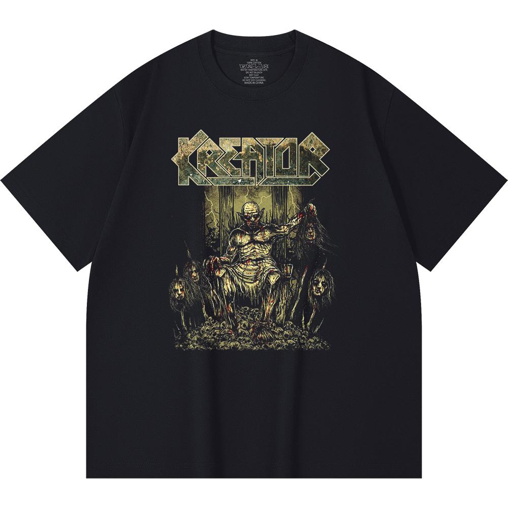 Хлопковая футболка плотностью 230 г/м² 100% Хлопок Heavy Metal Футболка с принтом рок-группы Популярная музыка Унисекс Тяжелая хлопковая футболка