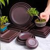 Zisha Ceramic Round Bonsai Pot Drip Tray Set