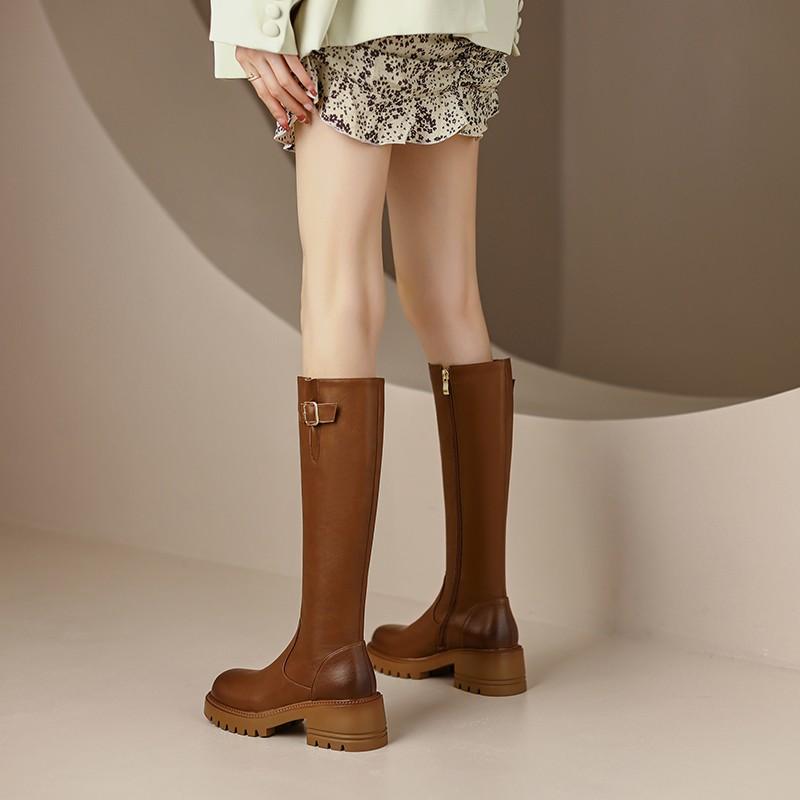 Новые ботинки женские осенне-зимние ботинки на платформе с застежкой-молнией, длинные, высокие, простые ботинки, модные мотоциклетные ботинки Botas Mujer