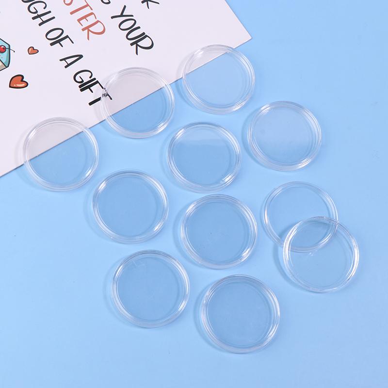 10Pcs 9Sizes 18-40Mm Clear Plastic Protector Capsules Containers Case For Token Coin Collection Transparent Holder Boxes