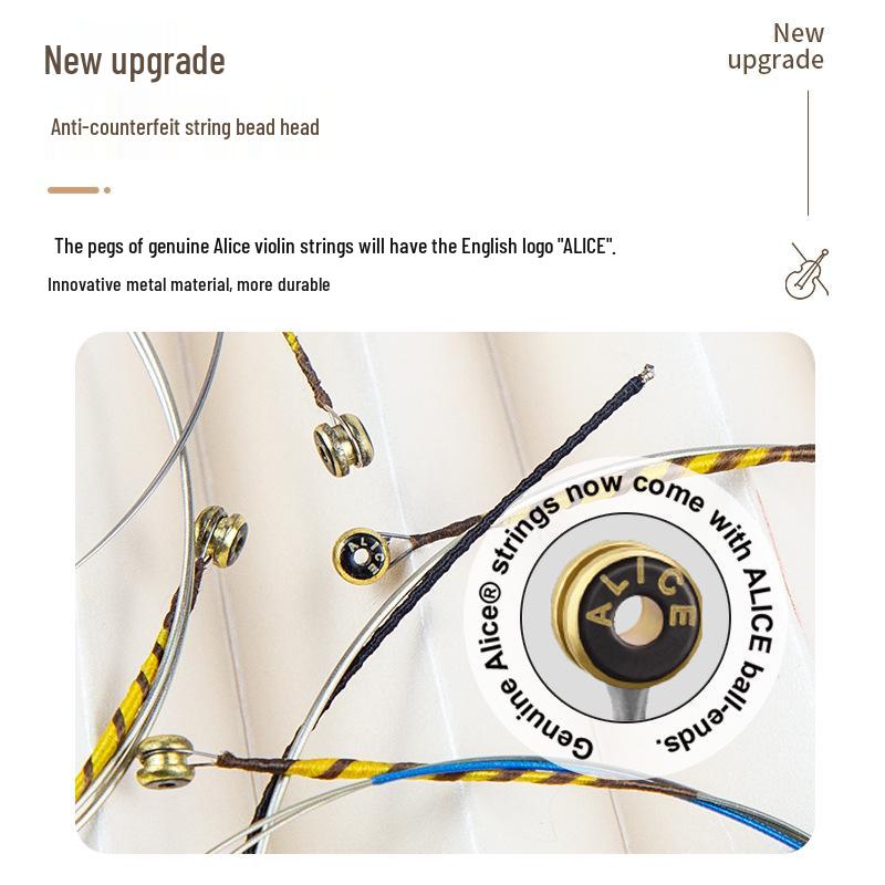 Струны для скрипки Alice AWR13: Высокопроизводительный набор для экзамена с высокоуглеродистой сталью и струнами с оплеткой из белой меди