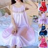 Plus Size Women's Sex Silk Fabric Strappy Nightdress Ladies Summer Lightweight Loose Nightgowns Nightwear Sleepwear