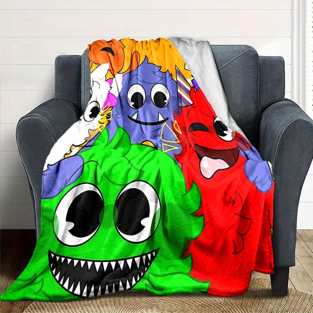 1pc Colorful,Monsters,Fun Digital Printed Flannel Blanket, Super Soft Plush Fleece Bed Cover, Multipurpose Four Seasons Hypoallergenic Quilt