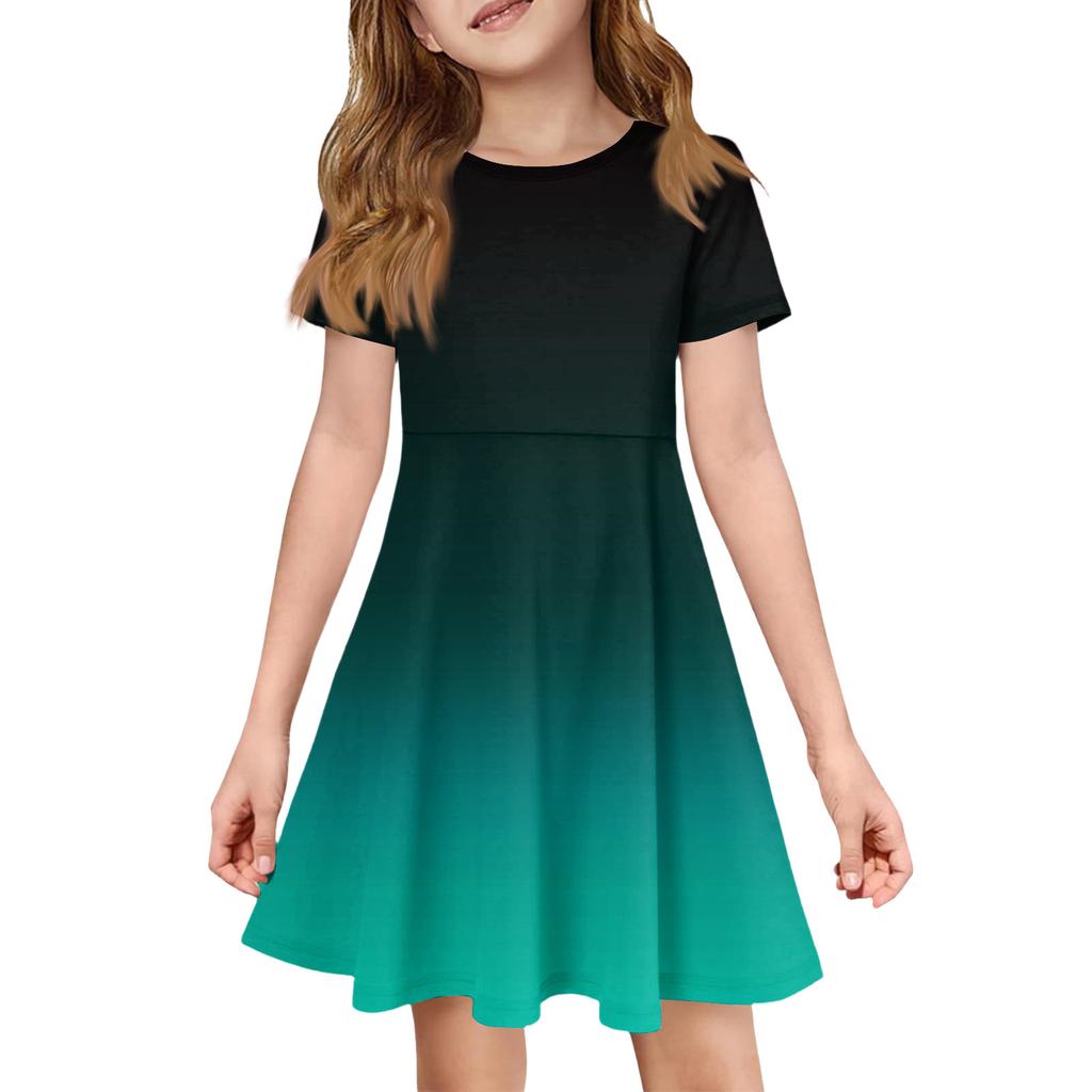 Девочка Летнее Платье Цвет & Принт Короткий Рукав Платье С Карманом Повседневное Платье Короткий Рукав Вечернее Платье Пасхальный День