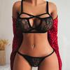 1 комплект сексуального нижнего белья с прозрачными отверстиями и перекрестными ремнями, дышащее соблазнительное кружевное эротическое нижнее белье, женская одежда