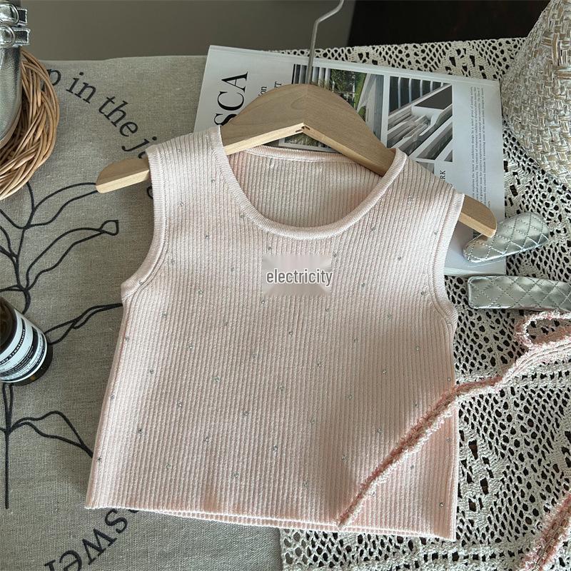 Комплект детского вязаного жилета и плиссированной юбки-брюк в корейском стиле для девочек, лето 2024