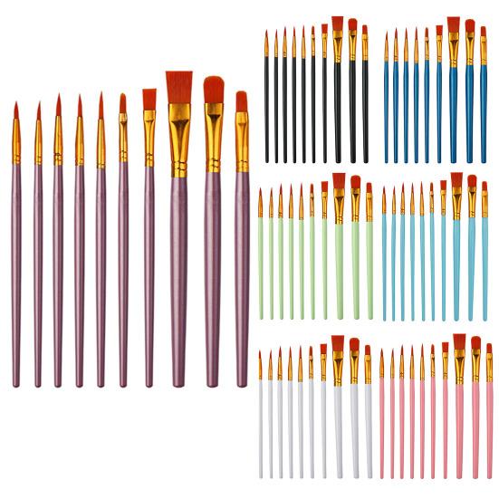 10 шт. кисти для рисования с длинной ручкой, мягкая щетина, сильная впитываемость, акварель, круглые заостренные многофункциональные кисти для рисования, набор кистей для художников