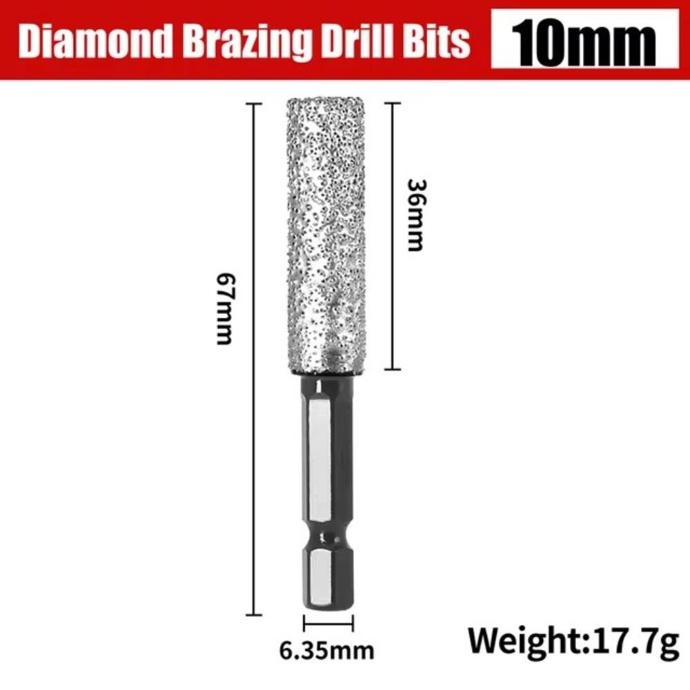 Hexagonal Shank Diamond Drill Bit 6/8/10/12mm Brazing Hole Opener  for Drilling and Grinding