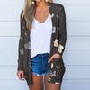 Women Summer Cardigan Sun Protection Anti-UV Beach Cover-up Long Sleeve Vintage Flower Print Patch Pockets Soft Breathable Mid Length Lady Jacket