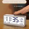 1pc LCD Electronic Alarm Clock Students Mute Temperature Humidity Calendar Digital Clock Snooze Function Alarm Clock Home Decor