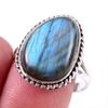 Natural Labradorite Gemstone 925 Solid Sterling Silver Jewelry Ring Size 9 C5u69