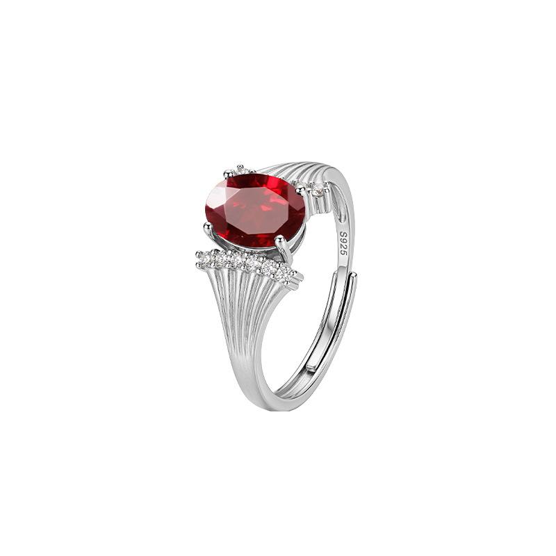 Natural crystal stone topaz ring S925 sterling silver texture brushed process niche design sense colored treasure women's ring