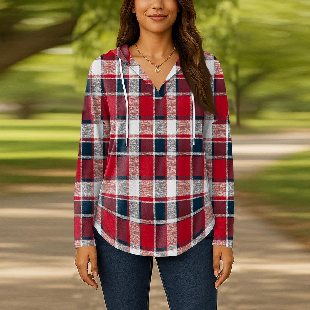 Женские модные толстовки с капюшоном V-образным вырезом с длинным рукавом и цветочным принтом на шнурке, повседневные свободные пуловеры