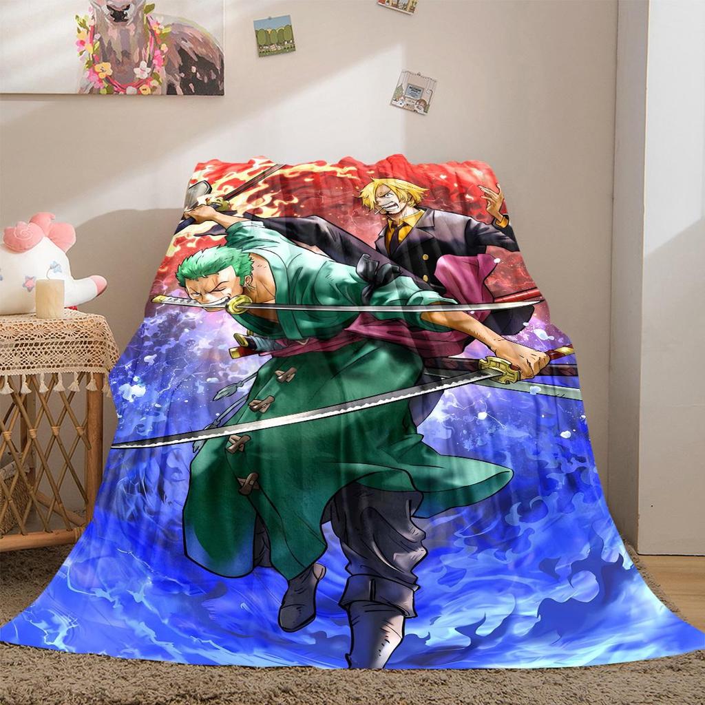 One Piece Anime Luxury Flannel Lightweight Blanket Home Decor Sofa Bed Travel Cover Family Gift LXR169