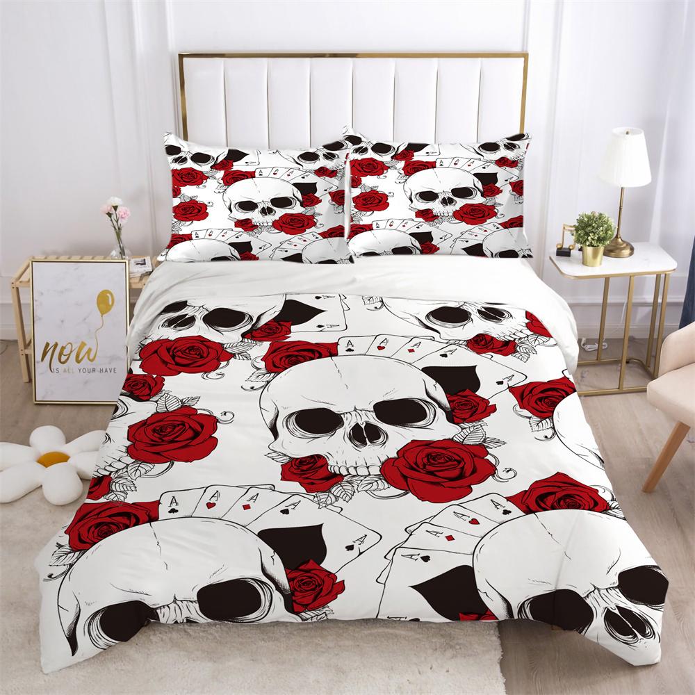 3D Skull Printing Bed Cover King Size Polyester Bed Clothes Design Soft High Ranking Home Bedclothes