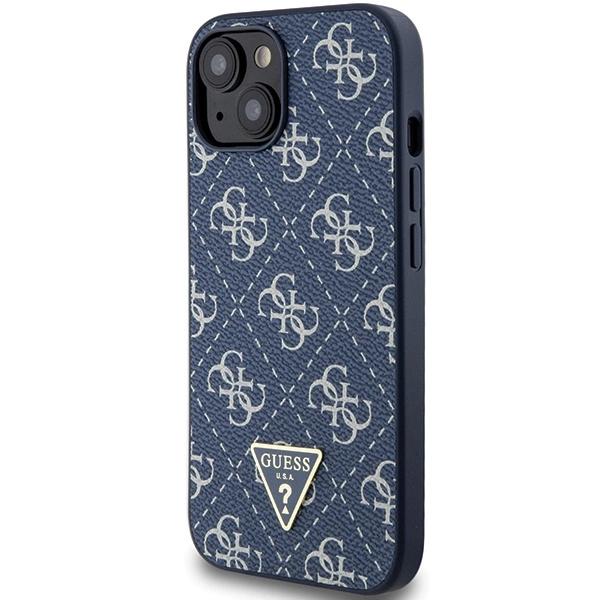 Guess Чехол с металлическим логотипом 4G Triangle для iPhone 15 Plus / 14 Plus - синий